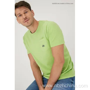 Mens Casual Pocket and Embroidery Short Sleeve T-Shirt